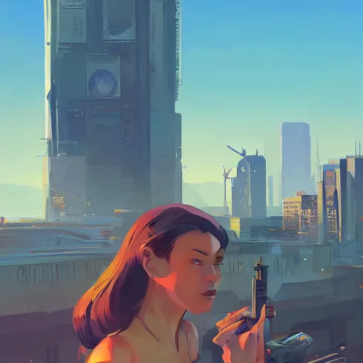 Image similar to science fiction city, art gta 5 comics, official fanart behance hd artstation by jesper ejsing, by rhads, makoto shinkai and lois van baarle, ilya kuvshinov, ossdraws