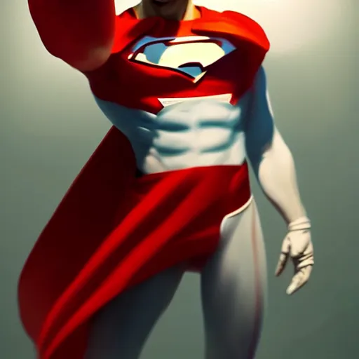 Image similar to white red paper cup as a cartoon character, superhero!!!, hyperrealistic, highly detailed, cinematic, volumetric sunlight, beautiful, cgssociety, artstation, 8 k, oil painting by greg rutkowski, by artgerm, by wlop