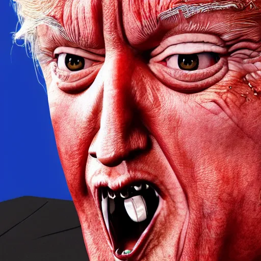 Image similar to an very detailed and ugly donald trump, horror art, super ugly, terrifying, by artgerm, hd, hdr, ue 5, ue 6, unreal engine 5, realistic anime 3 d style, cinematic 4 k wallpaper, 8 k, ultra detailed, gta cover art, high resolution, artstation, award winning