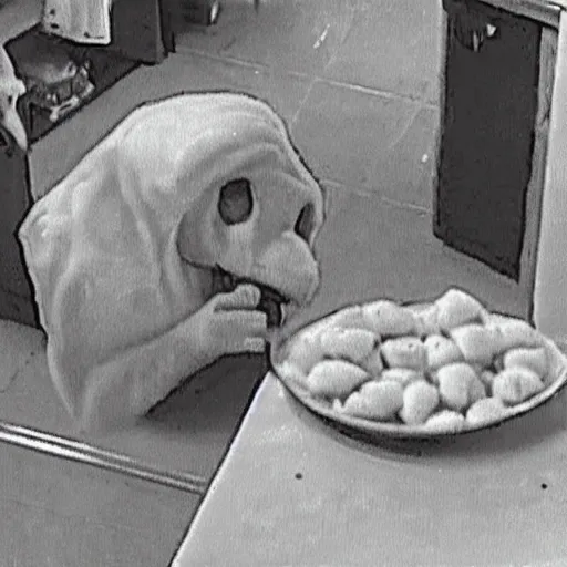 Image similar to cctv footage of ghost eating my gnocchis