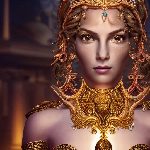 Image similar to portrait of princess of amethys, glowing, ornate and intricate anethyst jewelry, jaw dropping beauty, glowing background lighting, white accent lighting, hyper detailed, fairy tale, 4 k octane render