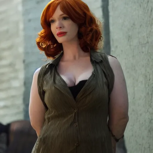 Prompt: from city of gold as christina hendricks, realistic,