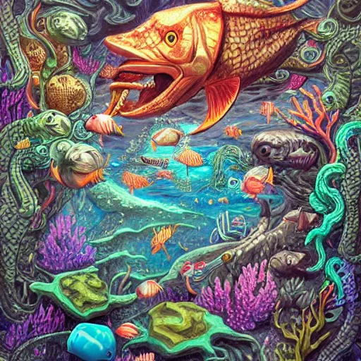 Prompt: underwater scene, d & d style, trending on artstation, colorful, intricate, highly detailed art by aurore folny and ilse gort and yugin maffioli