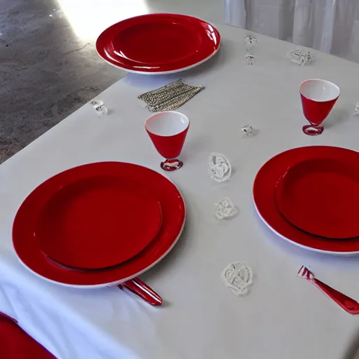 Prompt: white and red ( ( shiny ) ) table