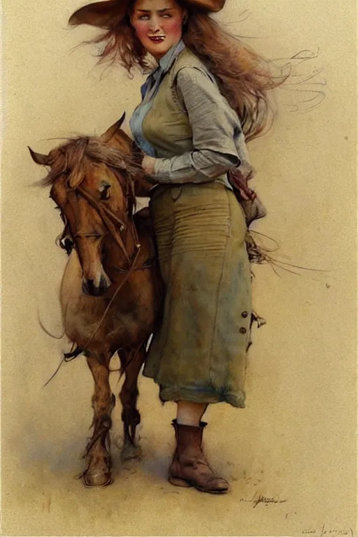 Image similar to (((((1950s wold west pioneer woman cover art . muted colors.))))) by Jean-Baptiste Monge !!!!!!!!!!!!!!!!!!!!!!!!!!!