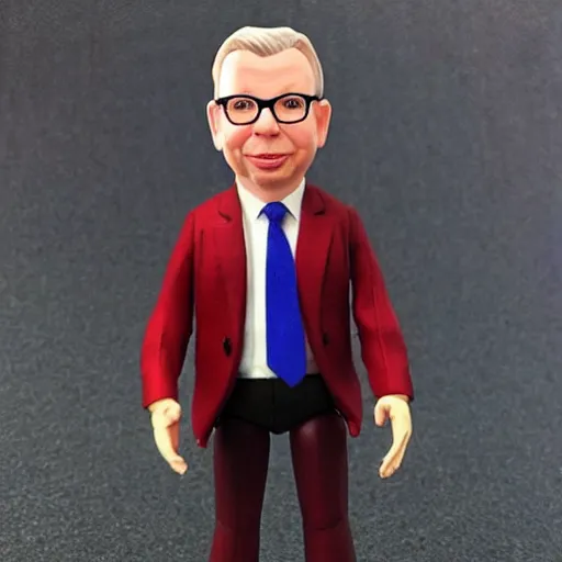 Image similar to michael gove action figure, figurine, product photo, realistic