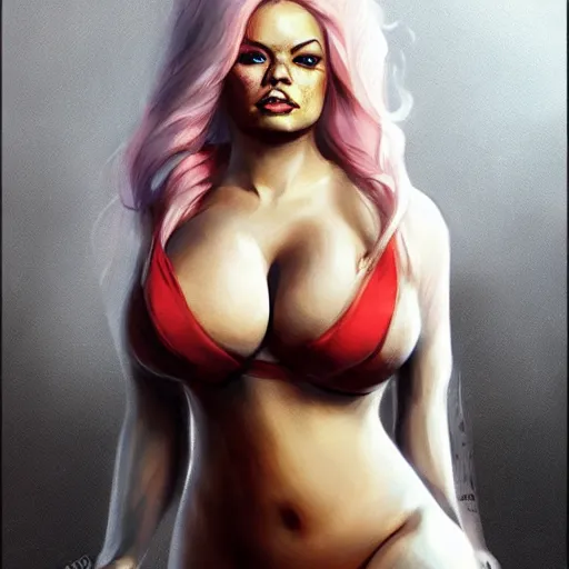 Image similar to lucious trisha paytas in the style of greg rutkowski