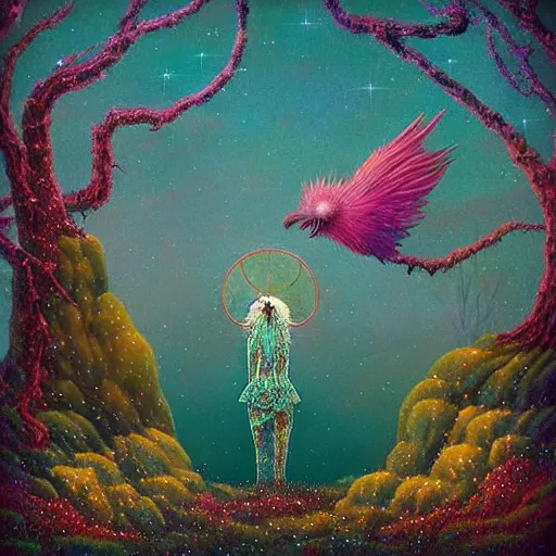 Image similar to surreal hybrid animals, nostalgia for a fairytale, magic realism, flowerpunk, mysterious vivid colors by andy kehoe and amanda clarke