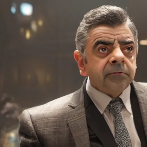 Image similar to Rowan Atkinson as Thanos in avengers infinity war