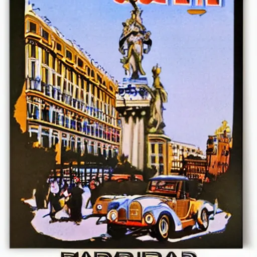 Prompt: madrid spain vintage travel poster