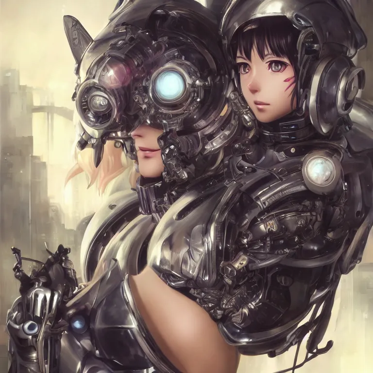 Image similar to a realistic detailed beautiful portrait of a cybernetic anime cat-girl, cyberpunk concept art, digital art, highly detailed, intricate, sci-fi, sharp focus, Trending on Artstation HQ, deviantart, unreal engine 5, 4K UHD image, hyperrealistic, photorealistic, art by artgerm and greg rutkowski and alphonse mucha