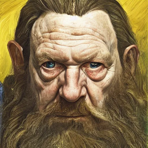 Prompt: high quality high detail painting by lucian freud, hd, gimli from lord of the rings