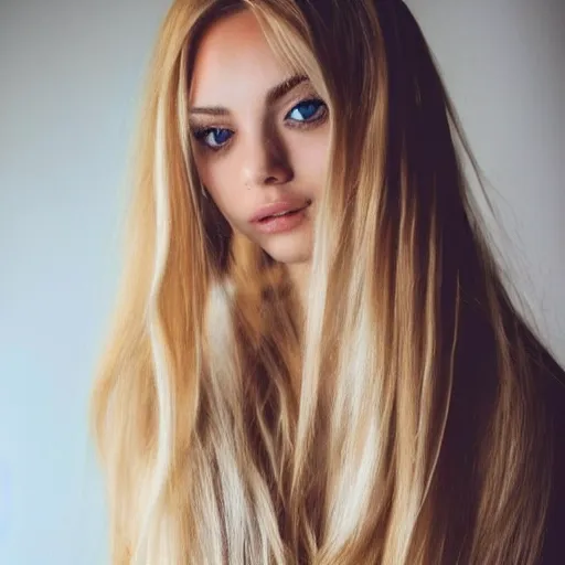 Image similar to a beautiful girl with extremey long blonde hair