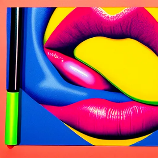 Image similar to lips on plastic straw by shusei nagaoka, kaws, david rudnick, airbrush on canvas, pastell colours, cell shaded, 8 k