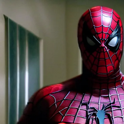 Image similar to jason statham as unmask spiderman, an film still