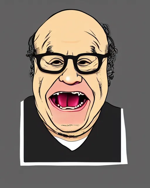 Image similar to Portrait of Danny Devito in the style of Rick & Morty