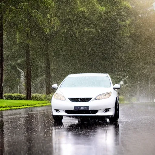 Prompt: a car in the rain