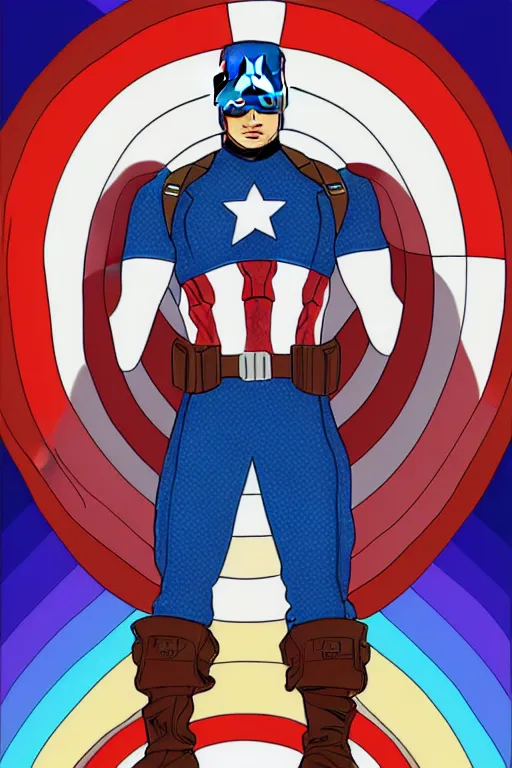 Prompt: Captain America high quality digital painting in the style of Lisa Frank