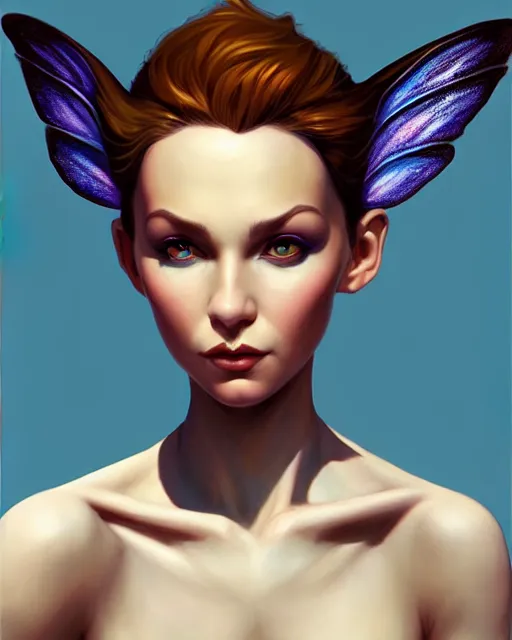 Image similar to portrait of a beautiful powerful pixie with wings, digital painting, artstation, concept art, smooth, sharp focus, illustration, art by disney, symmetry face, fine details. art by alex ross, brittney lee