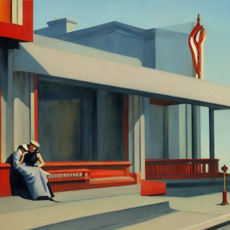 Image similar to insane mistake, painted by Edward Hopper, painted by Wayne Barlow, airbrush