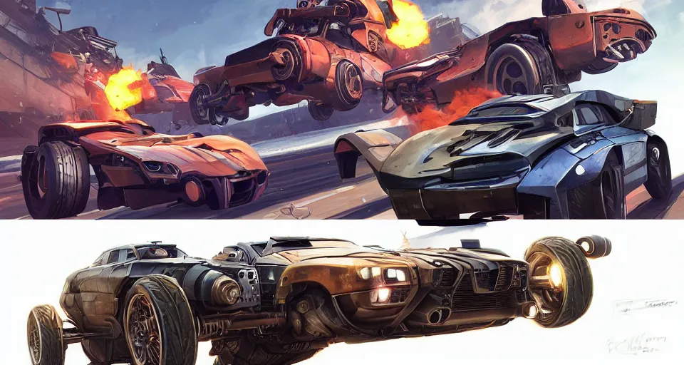 Image similar to cybersteam rollcage racer vehicule tank concept design mad max cars super rocket league global illumination ray tracing hdr chromed reflexion, gta 5 comics official fanart artstation by jesper ejsing, by rhads, makoto shinkai and lois van baarle, ilya kuvshinov, ossdraws, by feng zhu