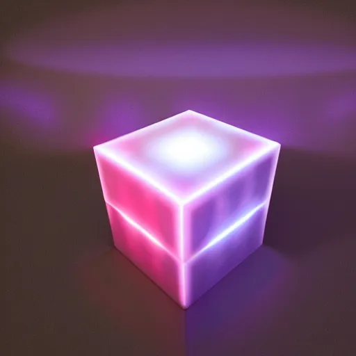 Image similar to glowing magic cube. hyper real, trending on artstation