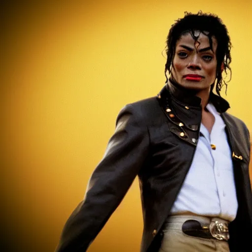 Image similar to photoreal portrait of the michel jackson cinematic still, depth of field, composition 4 0 mm