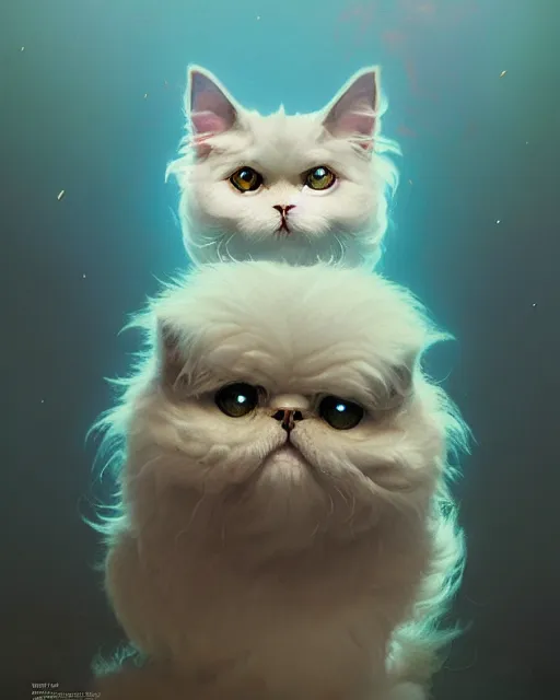 Prompt: highly detailed surreal vfx portrait of a persian cat, stephen bliss, unreal engine, greg rutkowski, loish, rhads, beeple, makoto shinkai and lois van baarle, ilya kuvshinov, rossdraws, tom bagshaw, alphonse mucha, global illumination, detailed and intricate environment