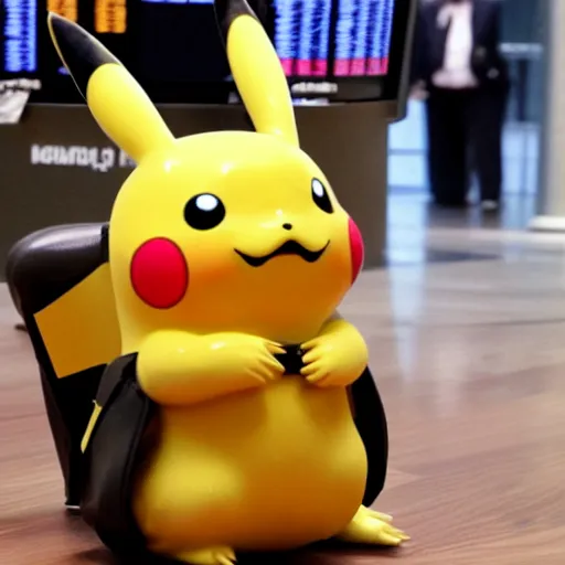 Prompt: pikachu trading on the floor of the new york stock exchange, hd photo, circa 2 0 0 8