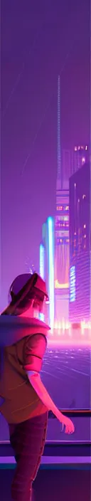 Image similar to girl staring at a meteorite hitting a floating cyberpunk city at night by wlop, low poly art, ultra detailed color art, high detail, digital art