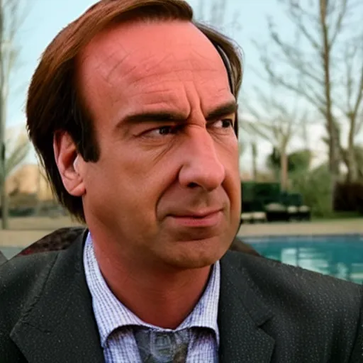 Prompt: Saul Goodman swimming in a pool of mercury