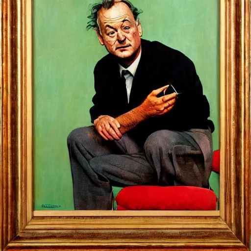 Image similar to Bill Murray painted by Norman Rockwell