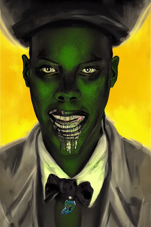 Image similar to portrait of baron samedi | cyber neon lights | digital painting | artstation