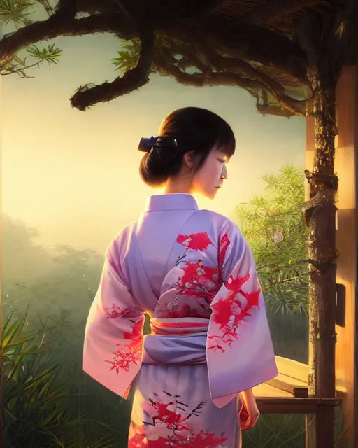 Image similar to a beautiful okinawa girl wear elegant yukata in festival | | summer night, realistic shaded, pleasant face, good looking, fine details, 4 k realistic, cryengine, realistic shaded lighting poster by greg rutkowski, magali villeneuve, artgerm, jeremy lipkin and michael garmash and rob rey