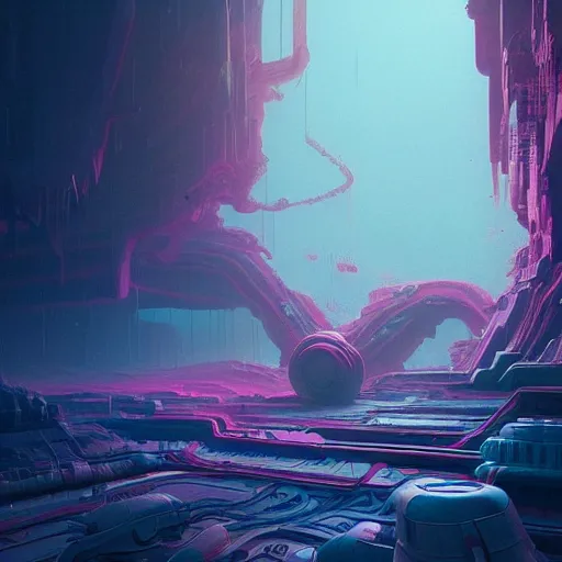 Prompt: existential dread, intricate, abstract, sci-fi, wacky, dreadful, horror, by Tooth Wu, by WLOP, by Beeple, by Dan Mumford, by Greg Rutkowski, Octane Render, digital painting highly detailed