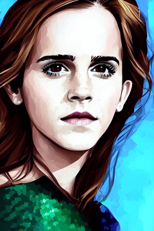 Prompt: portrait of emma watson in wpap style