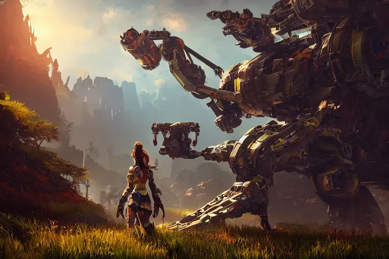 Image similar to stalker machine mecanical creature robot of horizon forbidden west horizon zero dawn radiating a glowing aura global illumination ray tracing hdr fanart arstation by ian pesty and alena aenami artworks in 4 k