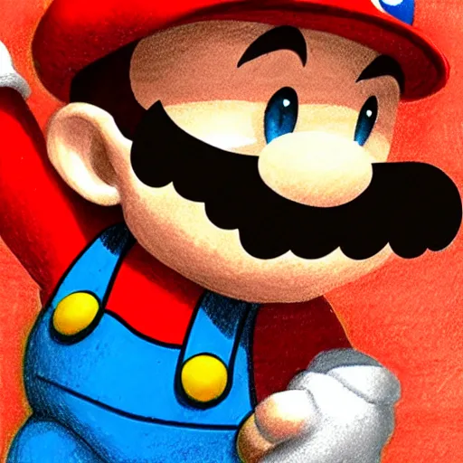 Image similar to a drawing of mario made in blood