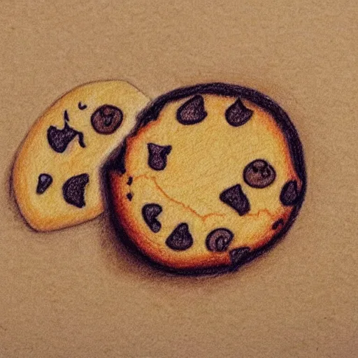 Image similar to a crayon drawing of a cookie eating a cookie