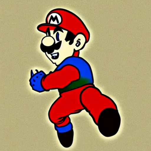 Image similar to mario drawn in the style of dragon ball z