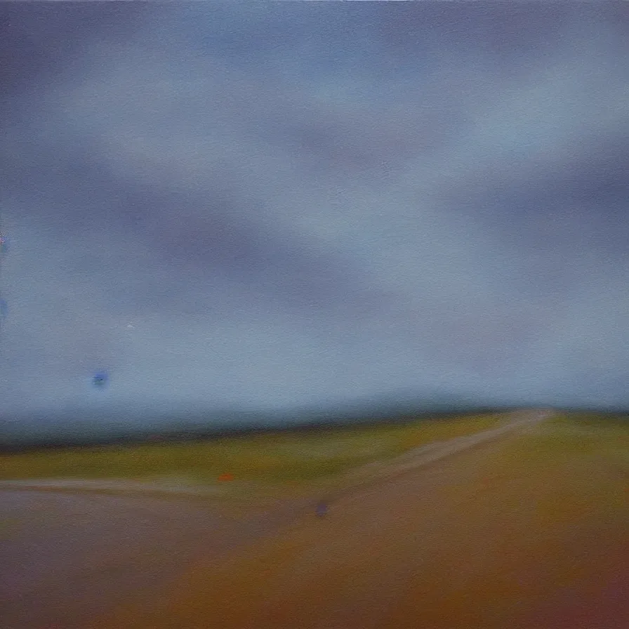 Prompt: atmospheric artwork about a road towards a clearing horizon by patricia brintle.