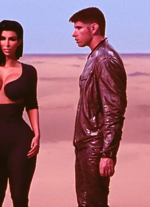 Image similar to film still of kim kardashian as Rick Deckard in Bladerunner,