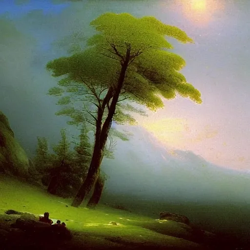 Prompt: aivazovsky's painting. forest landscape. oil on canvas, a masterpiece in the style of aivazovsky.