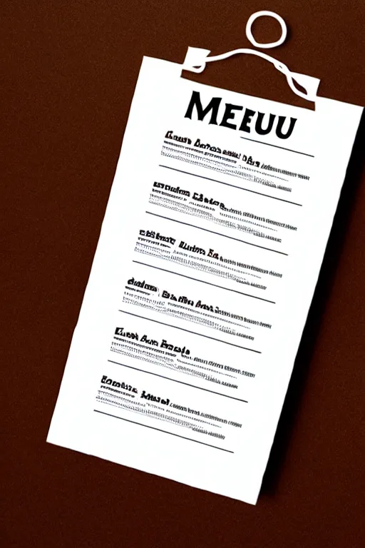 Image similar to a piece of paper with a menu written on it