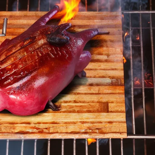 Image similar to roasted peppa pig on a barbecue, cg render, photorealistic, 4k