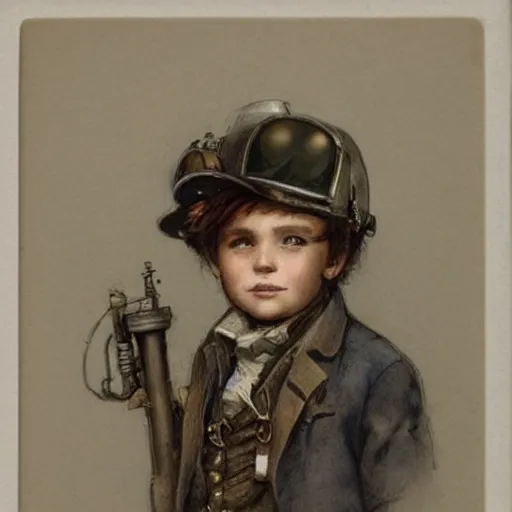 Image similar to (((((portrait of boy dressed as steampunk explorer scientist . muted colors.))))) by Jean-Baptiste Monge !!!!!!!!!!!!!!!!!!!!!!!!!!!