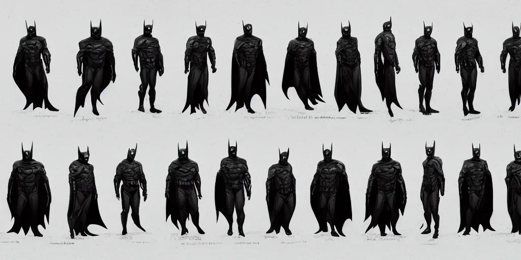 Prompt: batman bruce wayne, character sheet, concept design, contrast, kim jung gi, greg rutkowski, zabrocki, karlkka, jayison devadas, trending on artstation, 8 k, ultra wide angle, pincushion lens effect