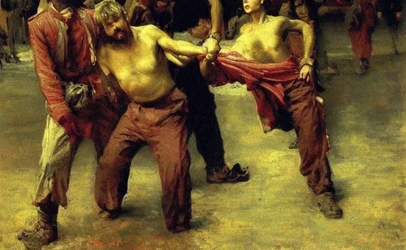 Image similar to high quality high detail painting by ilya repin, fbi arresting king, hd