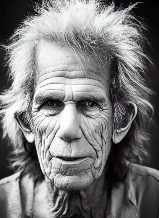 Image similar to DSLR photo portrait still of 232 year old age 232 Keith Richards at age 232!!!, 85mm f1.8