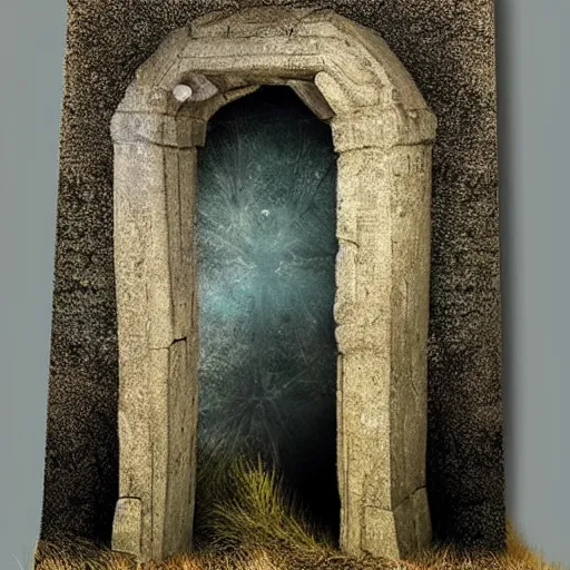 Image similar to a portal to an uncanny and dreamlike dimension